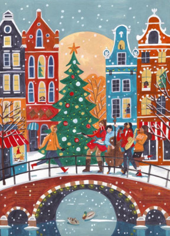 Snowfall in Amsterdam Christmas