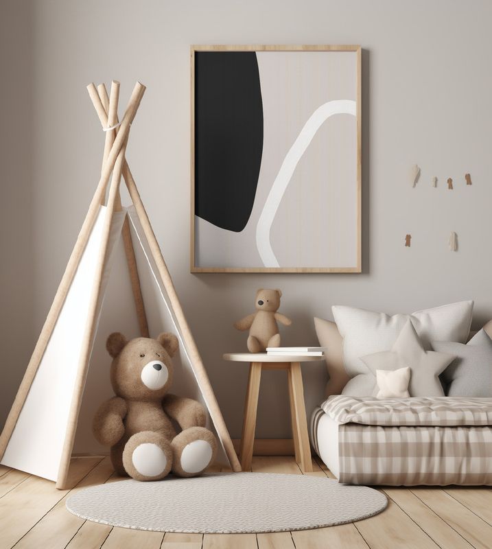 Bold Black Shapes and a White Line