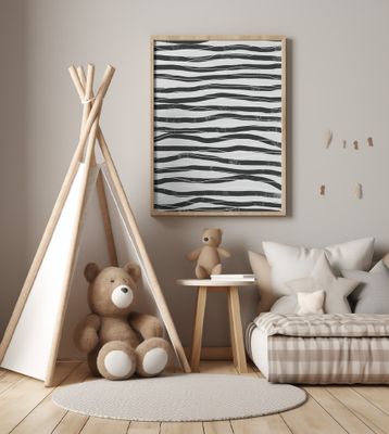 Black and White Waves Lines