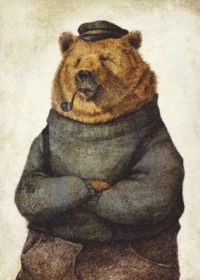 Bear Dressed In A Sweater And Cap