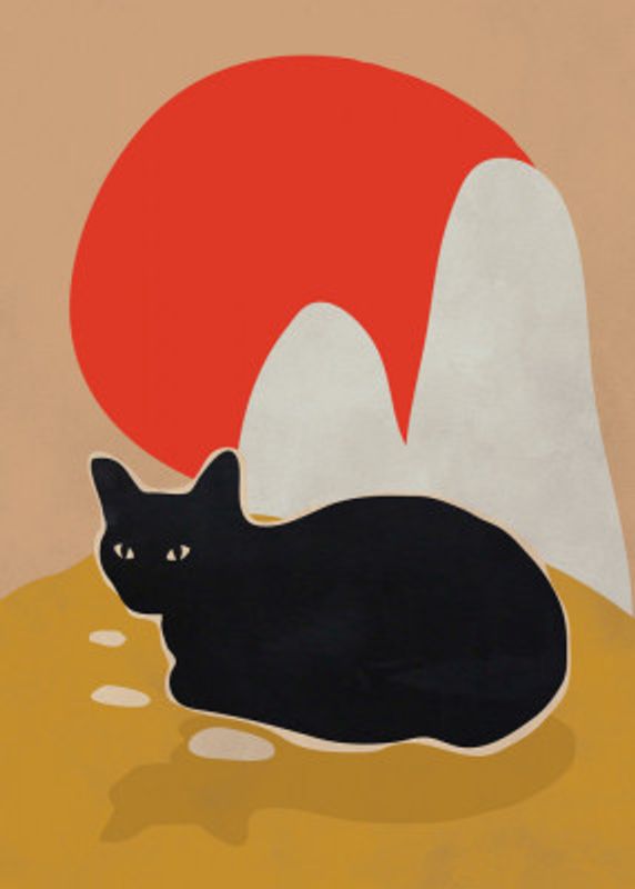 Black Cat With Abstract Shapes