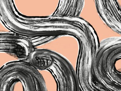 Zen line art in black pink V2