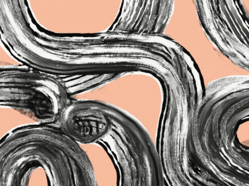 Zen line art in black pink V2