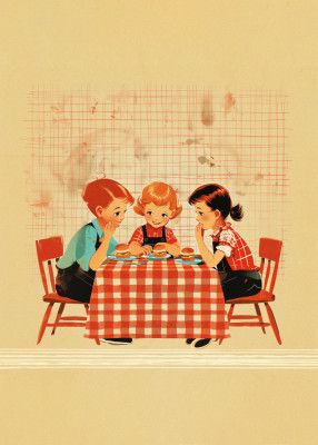 Retro Children at Diner