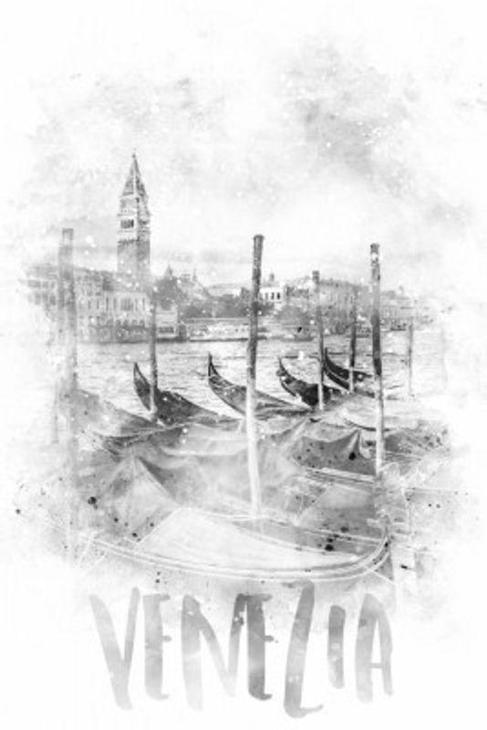 Monochrome Art VENICE Canal Grande | watercolor