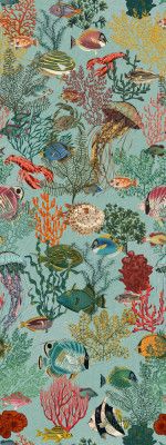 coral reef deep silence mint pattern