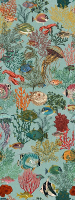 coral reef deep silence mint pattern
