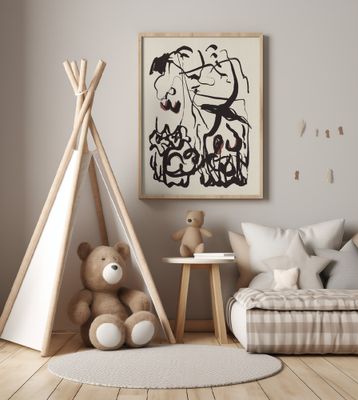 Black Lines And Subtle Red Accents