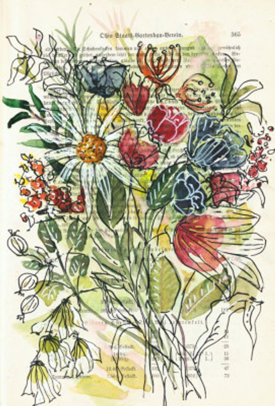 Bouquet of wildflowers Watercolors and ink