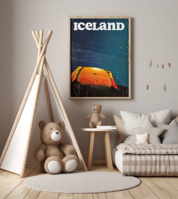 Vintage Iceland Travel Poster