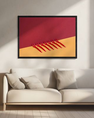 Very simple still life with red forks