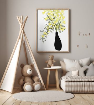 Yellow blooms in a vase