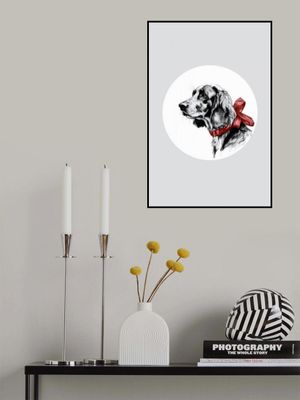 Winter Scenes: Holiday Dog With Red Neck Bow Tie 1