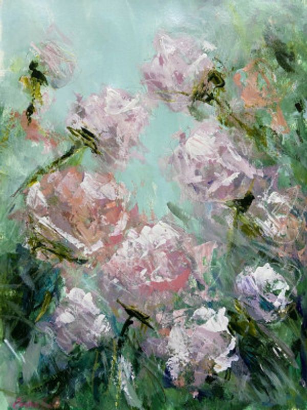 Floral Brushstrokes in Pink and Green