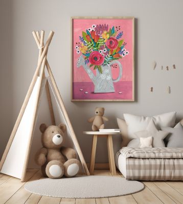 Watering Can with Flowers