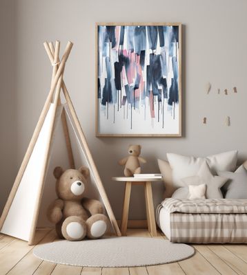 Watery Stripes Navy Pink