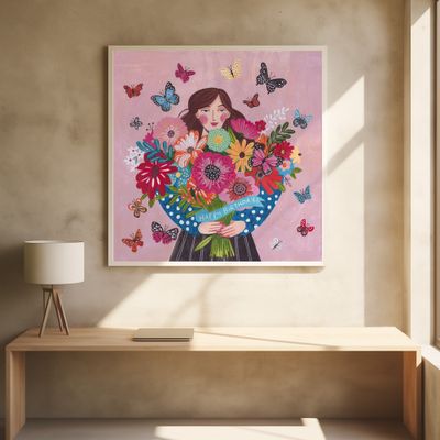 Woman with flower bouquet