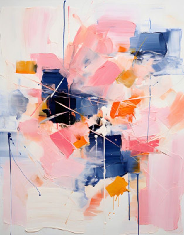 Blush Indigo Abstract Print Third 4x