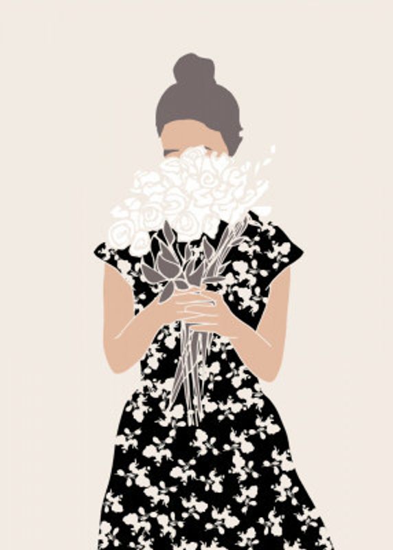 Girl With Flower Bouquet