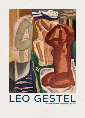 Two Bathing Women and a Bridge Figure