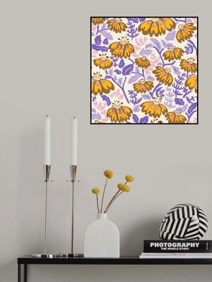 Maximalism 70s Retro Flowers burnt brown and lilac pattern