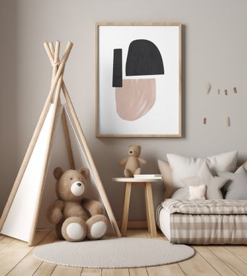 Black and Beige Abstract Shapes