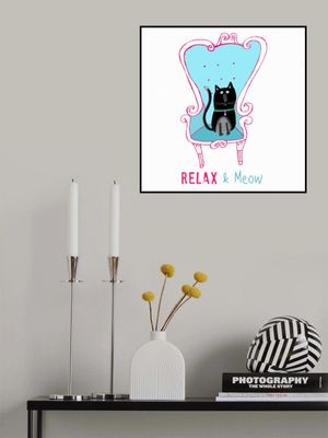 Relax and Meow! Funny Black Cat Sitting on a Armchair