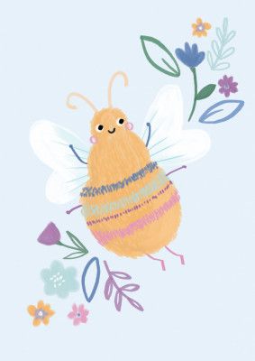 Cute Critters Bee Kids Print - Boho Kids &amp; baby nursery
