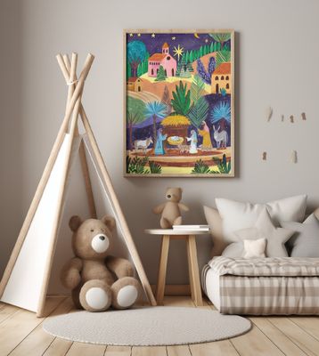 Nativity Scene starry night Christmas