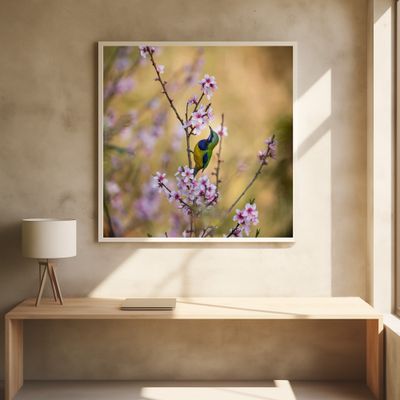 Bird Whispering to the Peach Flower