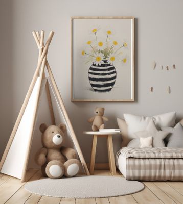 Striped Vase Daisies