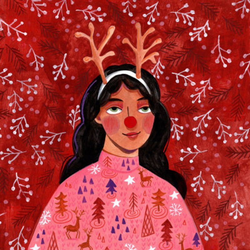 Modern abstract Christmas portrait woman
