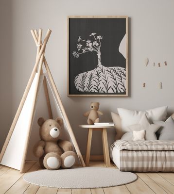 Plump Vase With Slender Flowers