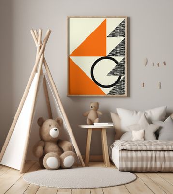 Vibrant Orange Triangles a Striking Black Circle
