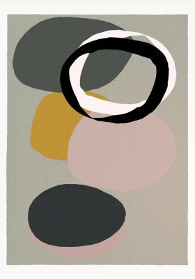 Abstract Circles in Muted Tones with Black Ring