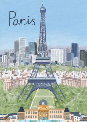 Eiffel Tower with Paris City in Background by Artist Carla Daly