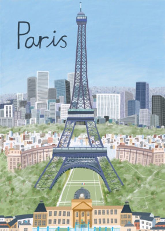 Eiffel Tower with Paris City in Background by Artist Carla Daly