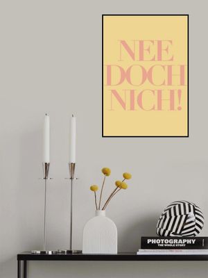 Minimalist Affirmation Poster – Playful Orange 'NEE DOCH NICH!' Typography on Pastel Blue Background