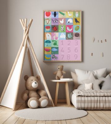 Cute Colorful Alphabet and Counting Illustration