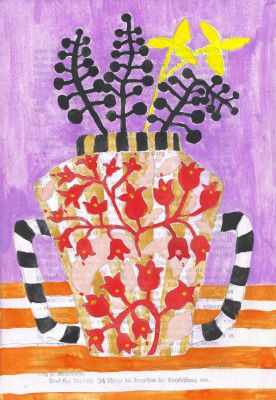 Colorful Vase With Abstract Floral Patterns