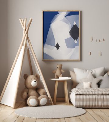 Blue Black and White Abstract