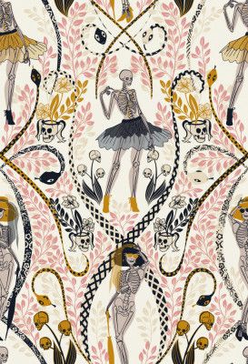 Gothic fashionista antique white pattern