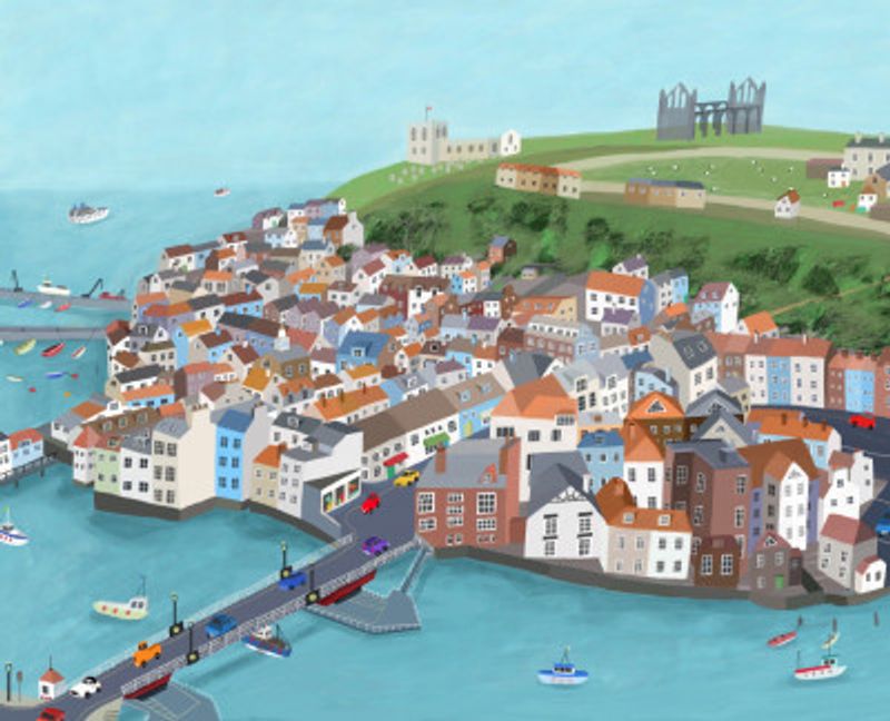 Aerial View of Beautiful Whitby by Artist Carla Daly