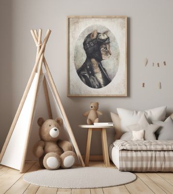 Stylish Cat Wearing A Leather Jacket