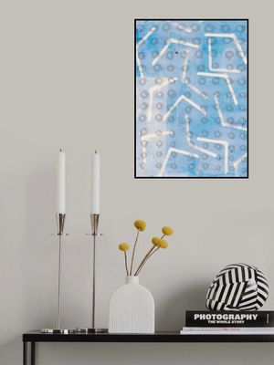 Contemporary Abstract  In White and Blue