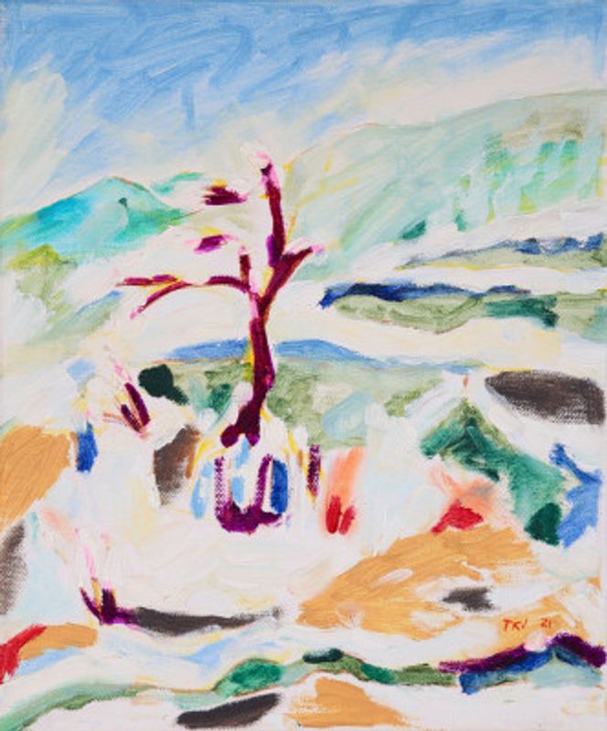 Garden In Snow, Tamara Jare, oil on canvas