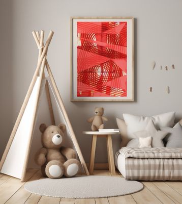 Red Geometric Weave No.1