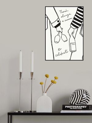 Woman holding wine bottle and wine glass (Black &amp; White) - Wine Vin Femme Noir et Blanc