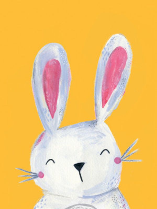 Woodland Bunny On bright fun Yellow - Kids &amp; baby nursery