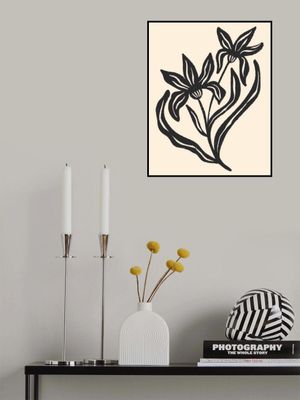 Two Stylized Flowers With Flowing Leaves